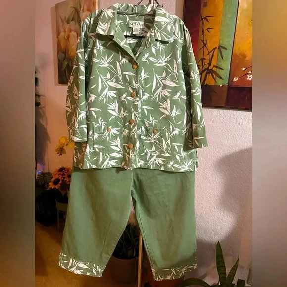 Orvis white green pants suits size 16 - Picture 1 of 11